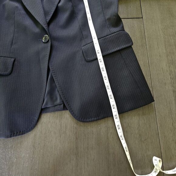 Talbots Black Wool Blend Pinstripe Blazer Jacket Size 12 PETITES Career Classic - Picture 4 of 7